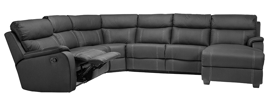 image of a black leather recliner, an item we can fix.